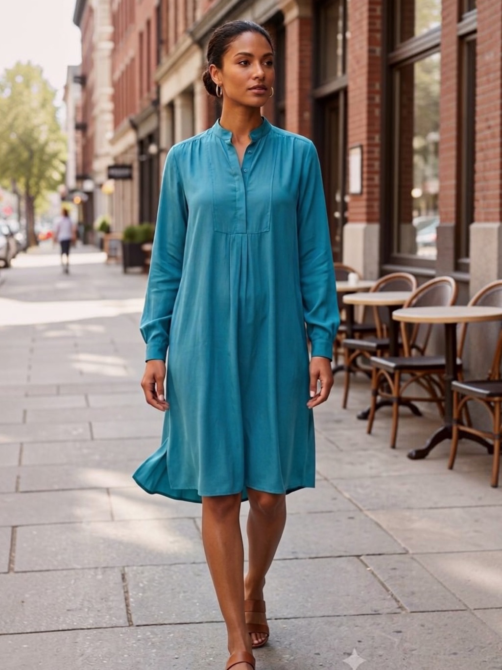 J. Peterman Long Sleeve Shirt Shift Dress Size 14